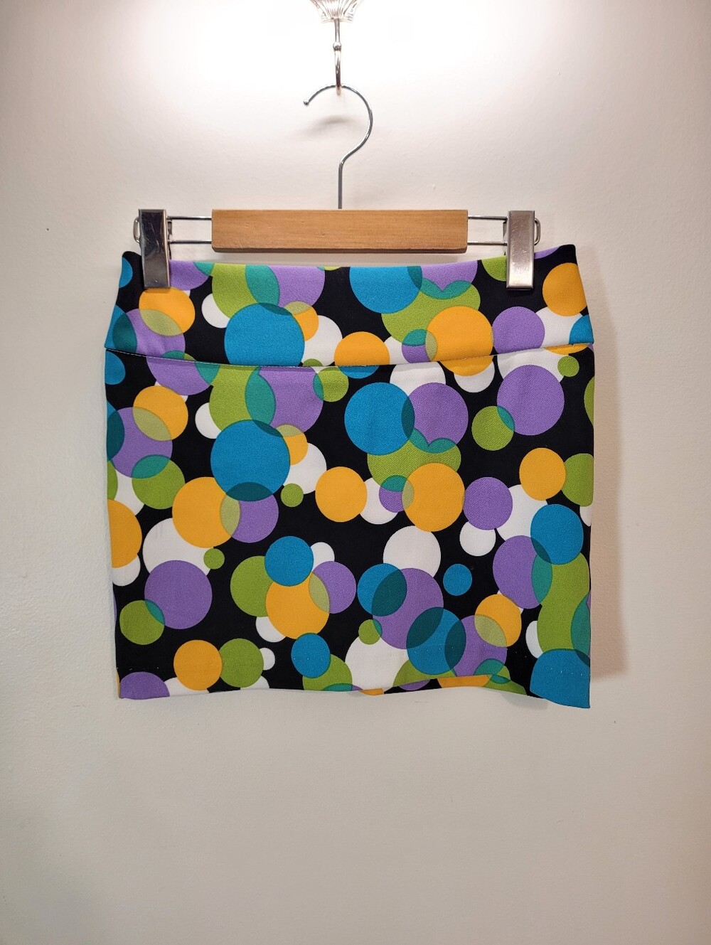 Body Central Multi-Color Bubble Polka Dot Print Mini Skirt - Black Base - Size 3